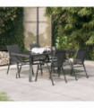 5 Piece Garden Dining Set Grey and Black