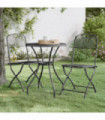 3 Piece Garden Dining Set Expanded Metal Mesh Anthracite