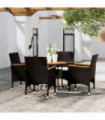 5 Piece Garden Bistro Set Poly Rattan and Solid Wood Black