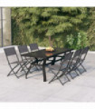 7 Piece Garden Dining Set Grey and Black