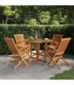 5 Piece Folding Outdoor Dining Set Solid Wood Teak