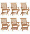 Folding Garden Chairs 6 pcs Solid Teak Wood