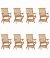 Folding Garden Chairs 8 pcs Solid Teak Wood