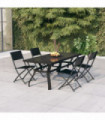 5 Piece Garden Dining Set Grey and Black