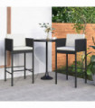 Bar Stools 2 pcs with Cushions Black Poly Rattan