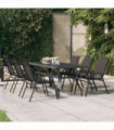 Garden Table Grey and Black 180x80x70 cm Steel and Glass