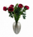 Artificial Flower Arrangements Red 80cm Bubble Vase Peony Flowers Vase Included