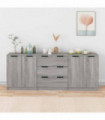 3 Piece Sideboards Grey Sonama Engineered Wood