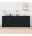 3 Piece Sideboards Black Engineered Wood