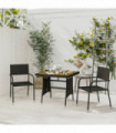 3 Piece Outdoor Dining Set Poly Rattan Black