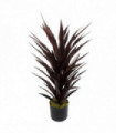 Artificial Dark Red Yucca Plant 85cm Plastic Leaves Potted Weighted Pot