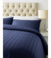 Duvet Cover Set Navy Double 800 TC Cotton Rich Satin Stripe Pillowcases