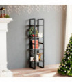 4-Tier Book Cabinet Grey 40x30x140 cm Solid Pine Wood