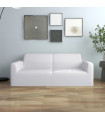 2-Seater Stretch Couch Slipcover White Polyester Jersey