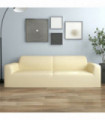 3-Seater Stretch Couch Slipcover Cream Polyester Jersey