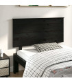 Bed Headboard Black 124x6x82.5 cm Solid Wood Pine
