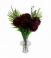 Artificial flower arrangements 95cm Red Chrysanthemum Glass Bubble Vase Green