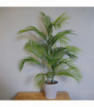 Artificial Palm Tree 90cm Green Grey Plastic Planter 14 Large Leaves 4 Small