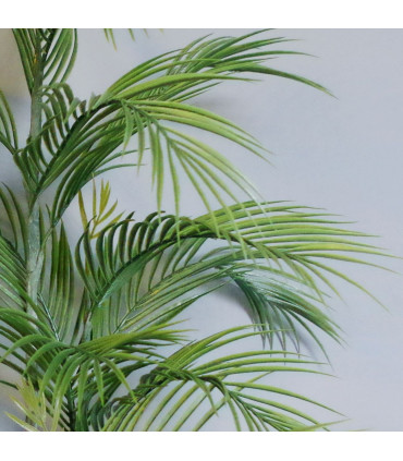 Artificial Palm Tree 90cm Green Grey Plastic Planter 14 Large Leaves 4 Small