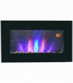 1000W Wall Mounted Tempered Glass Electric Fireplace Heater Black