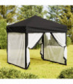 vidaXL Folding Party Tent with Sidewalls Black 2x2 m