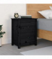 Bedside Cabinet Black 50x35x61.5 cm Solid Wood Pine