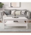 Coffee Table White 100x100x40 cm Solid Wood Pine