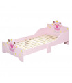 Kids Wooden Princess Crown & Flower Single Bed Safety Side Rails Slats