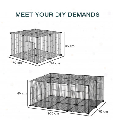 DIY Pet Playpen Cage 22 Piece w/Door Bunny Chinchilla Guinea Pig Pawhut