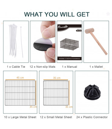 DIY Pet Playpen Cage 22 Piece w/Door Bunny Chinchilla Guinea Pig Pawhut