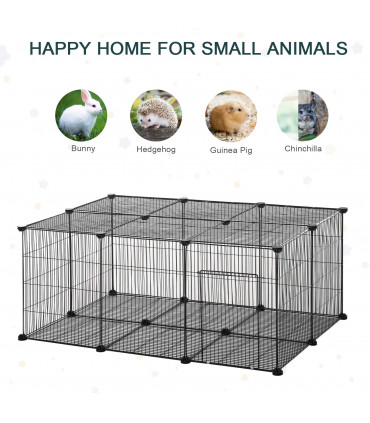 DIY Pet Playpen Cage 22 Piece w/Door Bunny Chinchilla Guinea Pig Pawhut