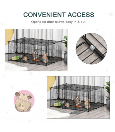 DIY Pet Playpen Cage 22 Piece w/Door Bunny Chinchilla Guinea Pig Pawhut