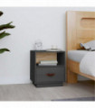 Bedside Cabinet Grey 40x34x45 cm Solid Wood Pine