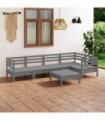 6 Piece Garden Lounge Set Solid Pinewood Grey