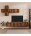 7 Piece TV Cabinet Set Smoked Oak Engineered Wood