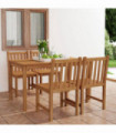 5 Piece Garden Dining Set Solid Teak Wood