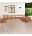 11 Piece Garden Lounge Set Solid Pinewood Honey Brown