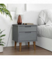 Bedside Cabinet Grey 40x35x48 cm Solid Wood Pine