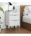 Bedside Cabinet White 40x35x65 cm Solid Wood Pine