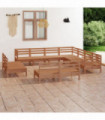 11 Piece Garden Lounge Set Solid Pinewood Honey Brown