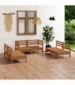 6 Piece Garden Lounge Set Honey Brown Solid Pinewood