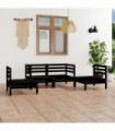 4 Piece Garden Lounge Set Black Solid Pinewood