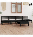 5 Piece Garden Lounge Set Black Solid Pinewood