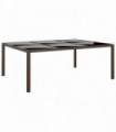 Garden Table with Glass Top Brown 200x150x75 cm Rattan