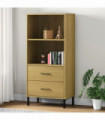 Bookcase with 2 Drawers Brown 60x35x128.5 cm Solid Wood OSLO