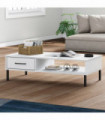 Coffee Table with Metal Legs White Solid Wood Pine OSLO