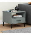 Bedside Table with Metal Legs Grey Solid Wood Pine OSLO