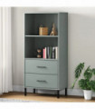 Bookcase with 2 Drawers Grey 60x35x128.5 cm Solid Wood OSLO