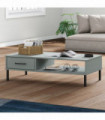 Coffee Table with Metal Legs Grey Solid Wood Pine OSLO