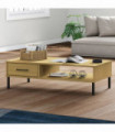 Coffee Table with Metal Legs Brown Solid Wood Pine OSLO